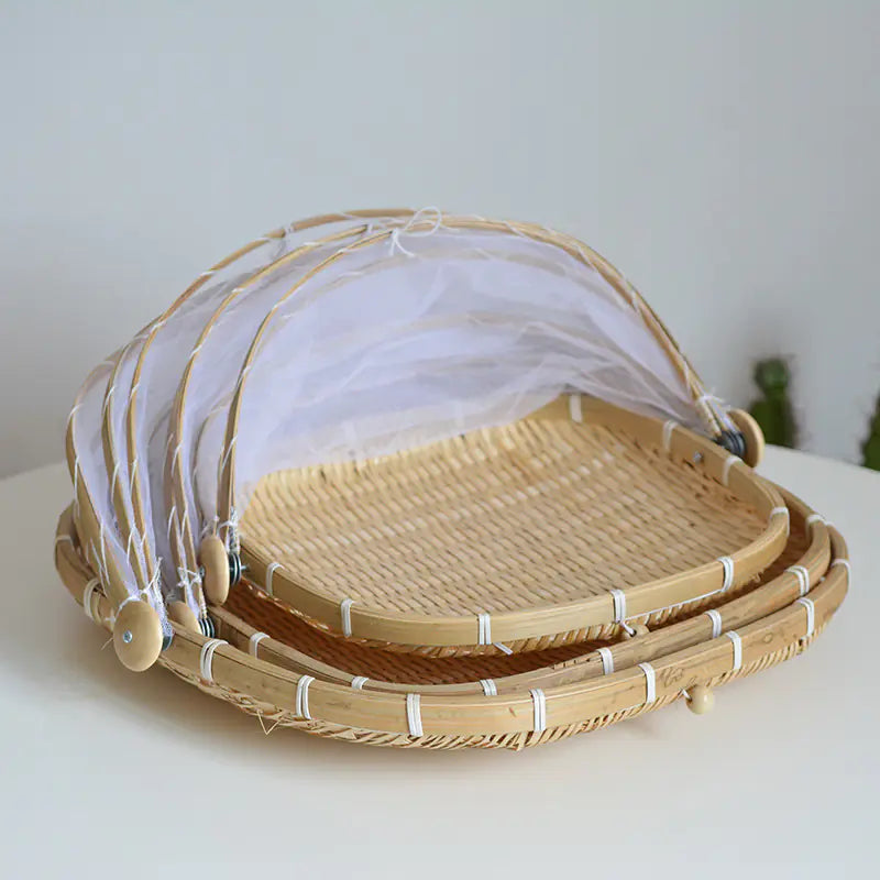 Bamboo Food Cover and Drain Basket for Kitchen Use Zagiz