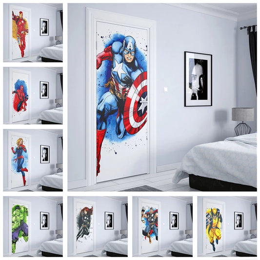 Marvel superhero watercolor style Door stickers waterproof Graffiti Stickers Wall Decor Art Decor DIY Cartoon Wall Sticker Zagiz
