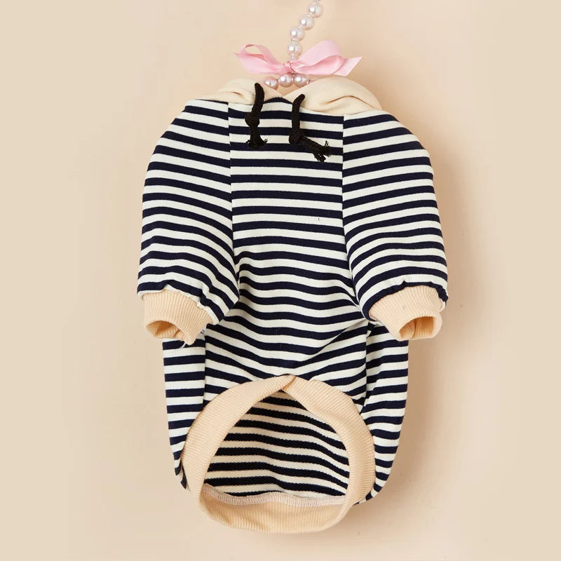 Pet clothes French Bulldog winter warm pet coat stripe Hoodie dog jacket cat dog clothing Chihuahua small and medium dog clothes Zagiz