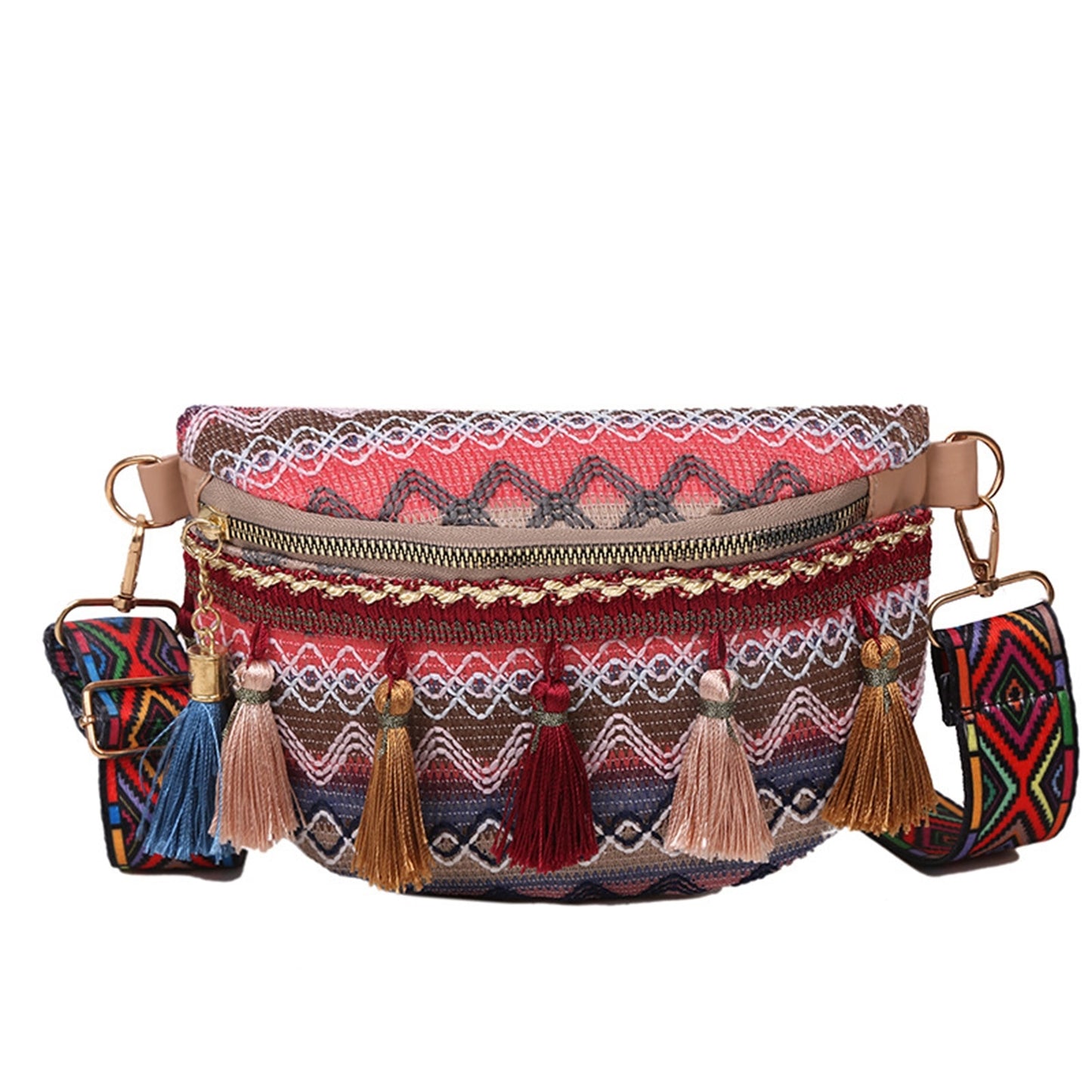Women Folk Style Waist Bags with Adjustable Strap