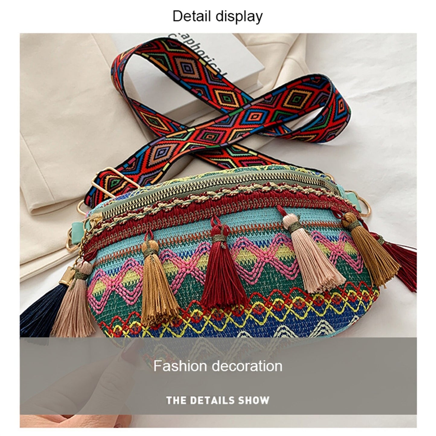 Women Folk Style Waist Bags with Adjustable Strap