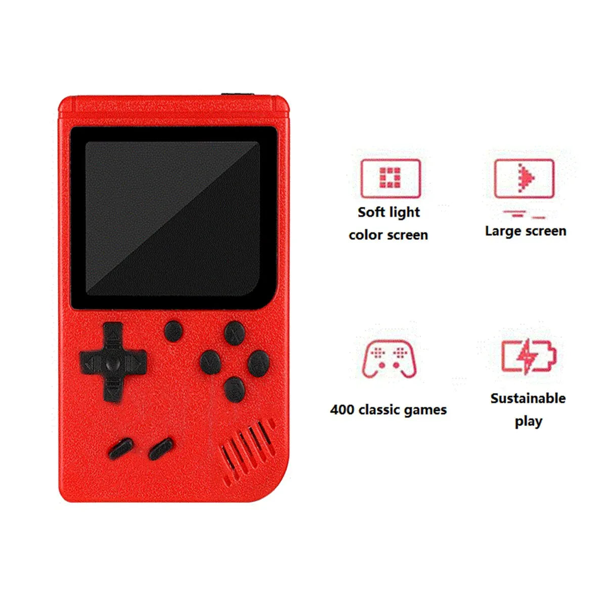 A Red Retro Classic Games Children's Handheld Small Game Console With 400 Game