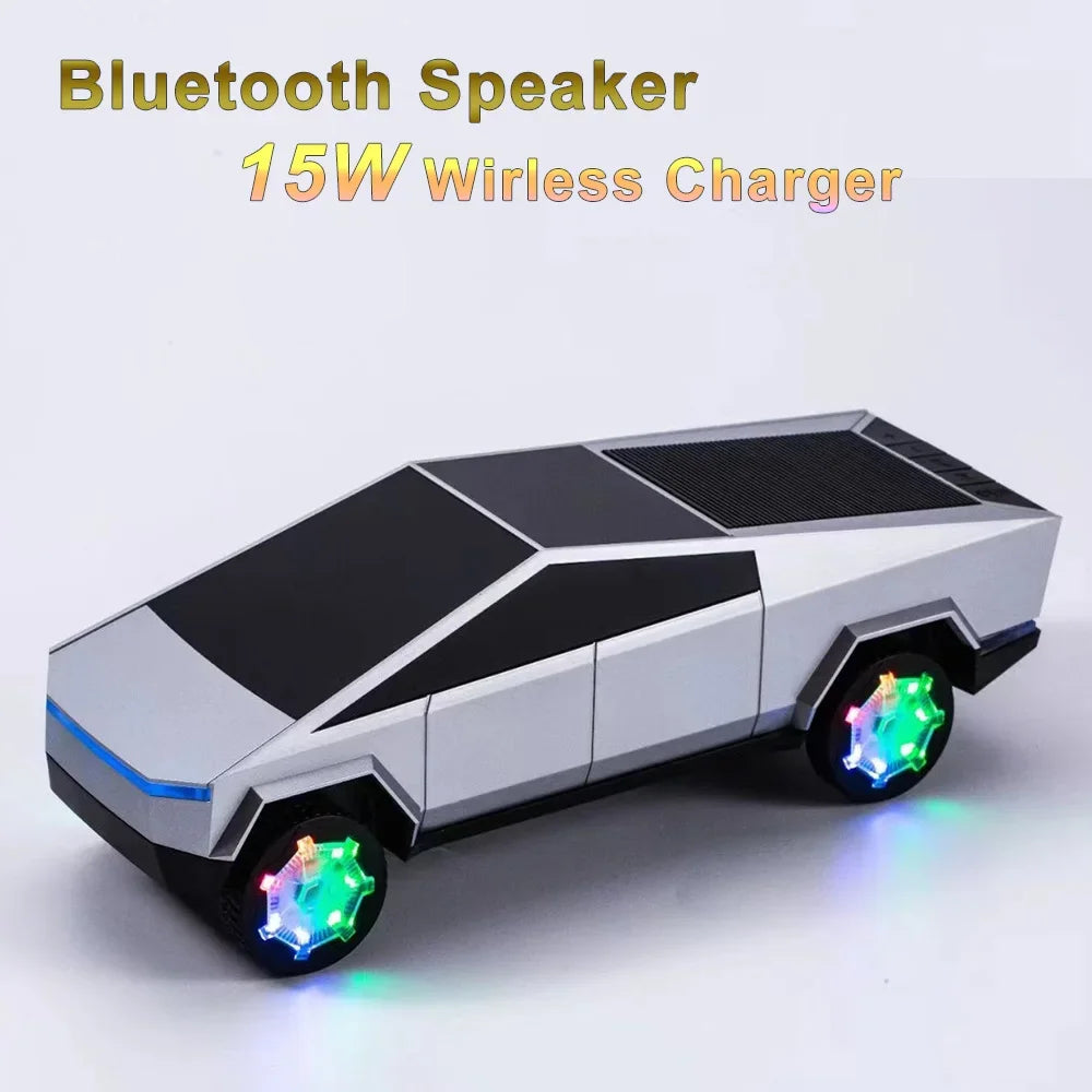 Portable Bluetooth Speaker 15W Wireless Charger 2-in-1 Car Shaped Machine BT U Disk TF Card FM Playback HIFI Stereo Music Player Zagiz