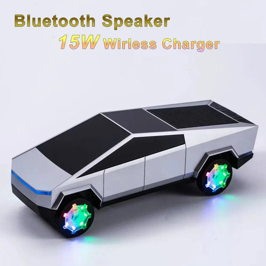 Portable Bluetooth Speaker 15W Wireless Charger 2-in-1 Car Shaped Machine BT U Disk TF Card FM Playback HIFI Stereo Music Player Zagiz