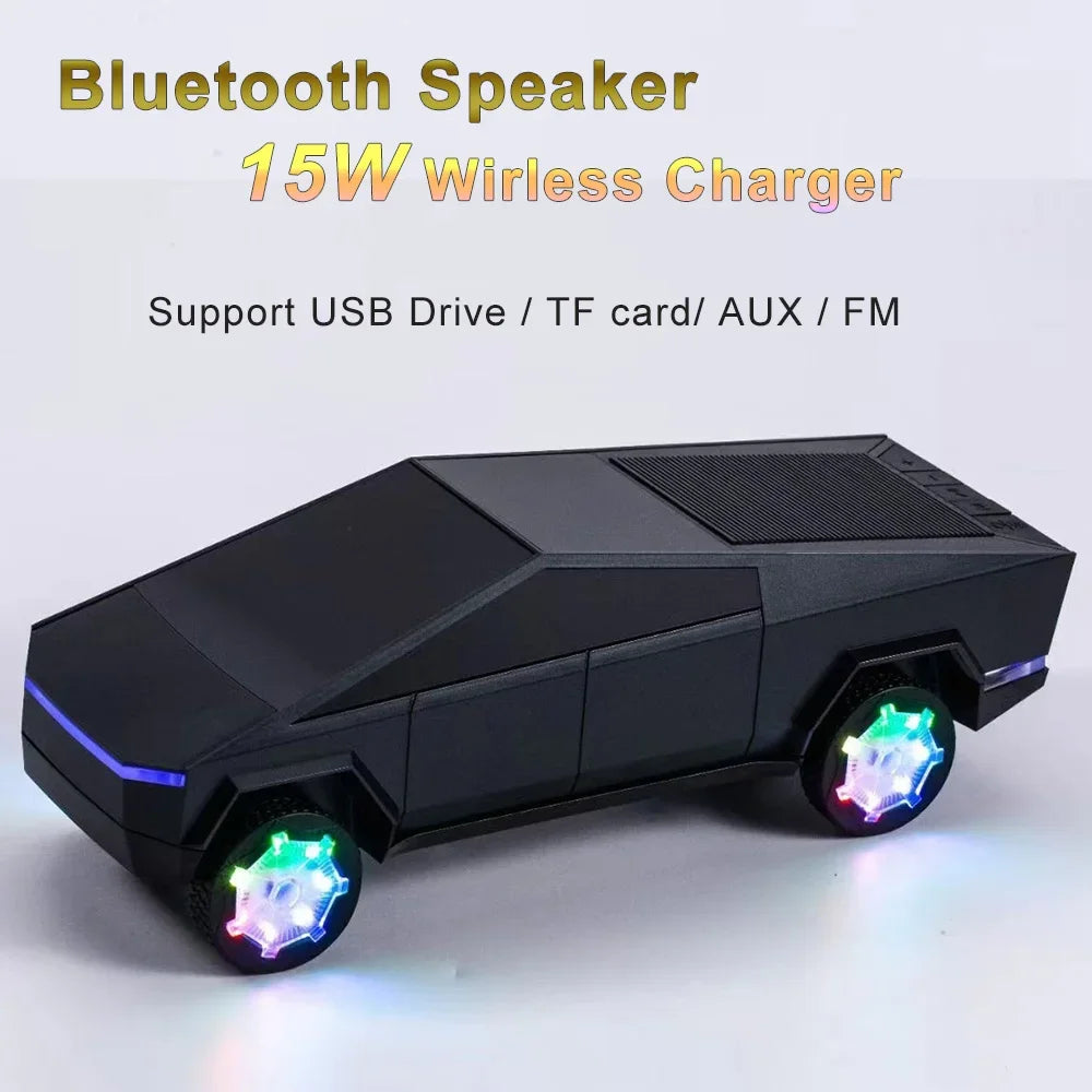 Portable Bluetooth Speaker 15W Wireless Charger 2-in-1 Car Shaped Machine BT U Disk TF Card FM Playback HIFI Stereo Music Player Zagiz