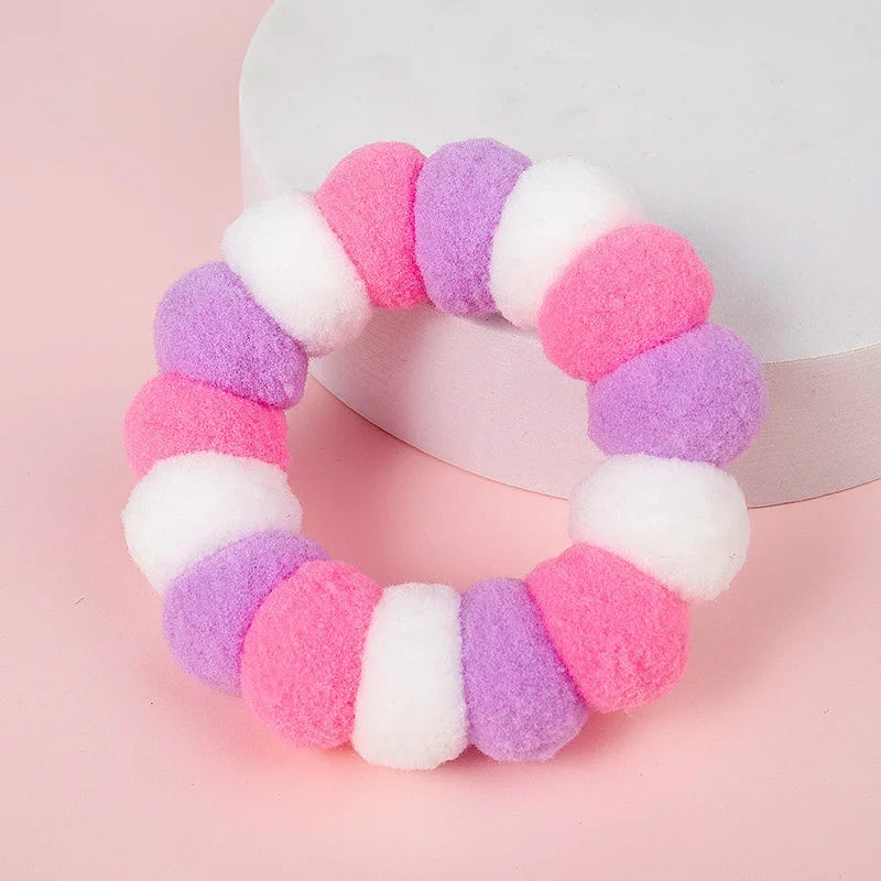 Elastic Plush Pom Ball Pet Collar Rainbow Flower Hair Decoration Dog Bowtie Necklace Pet Cat Bow Dog Grooming Accessories Zagiz