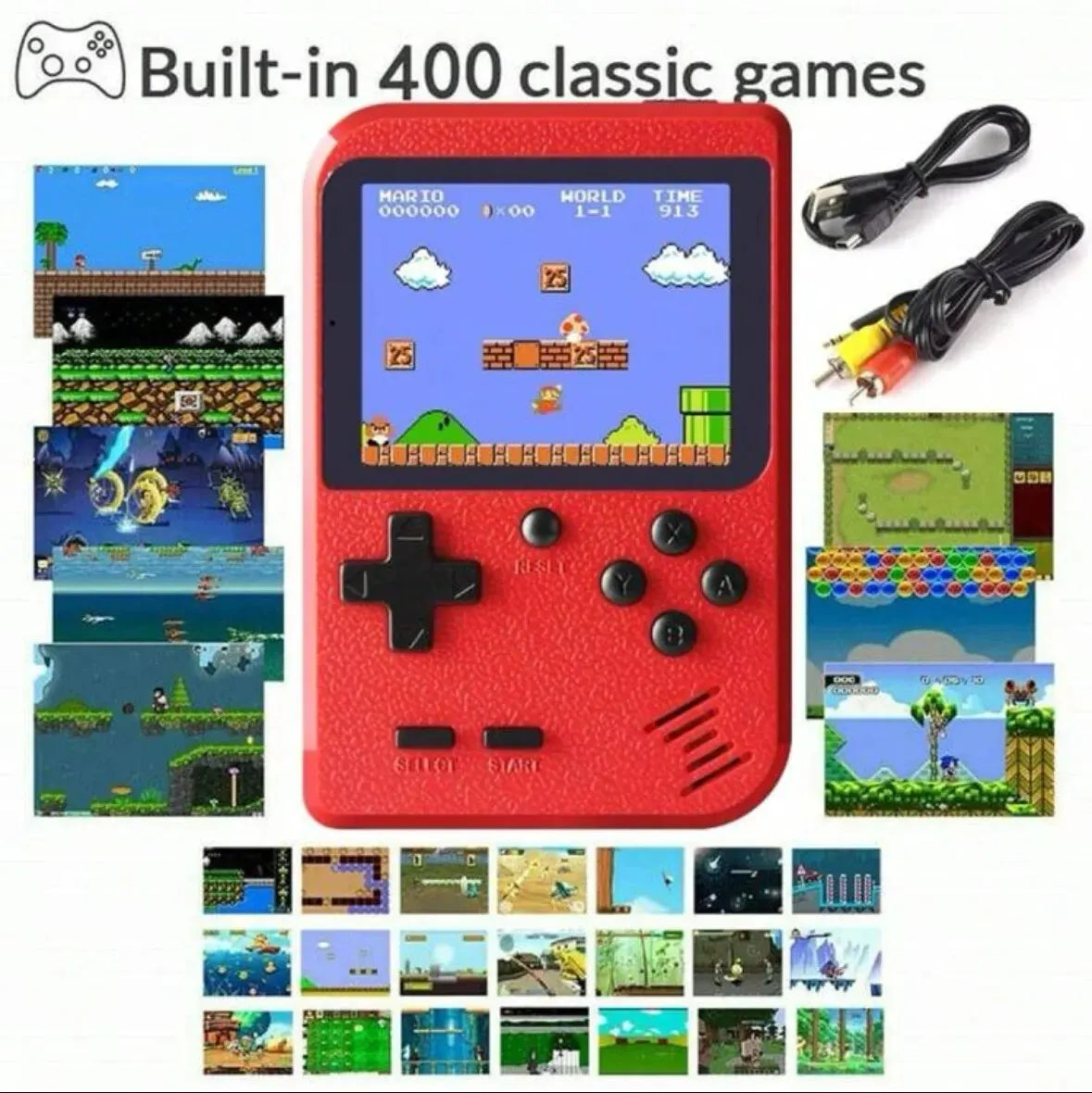 A Red Retro Classic Games Children's Handheld Small Game Console With 400 Game Zagiz