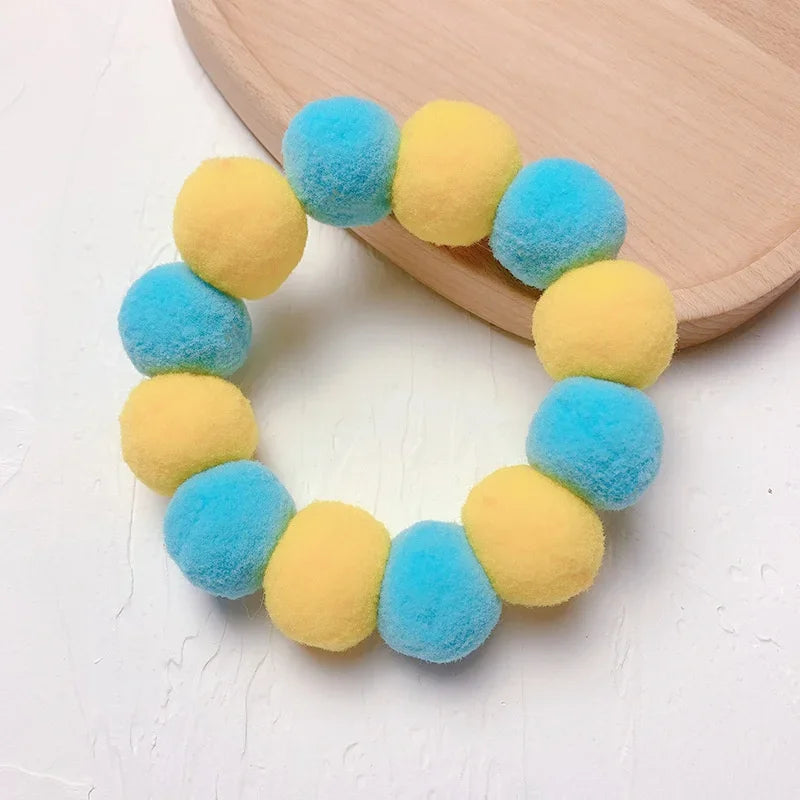 Elastic Plush Pom Ball Pet Collar Rainbow Flower Hair Decoration Dog Bowtie Necklace Pet Cat Bow Dog Grooming Accessories Zagiz