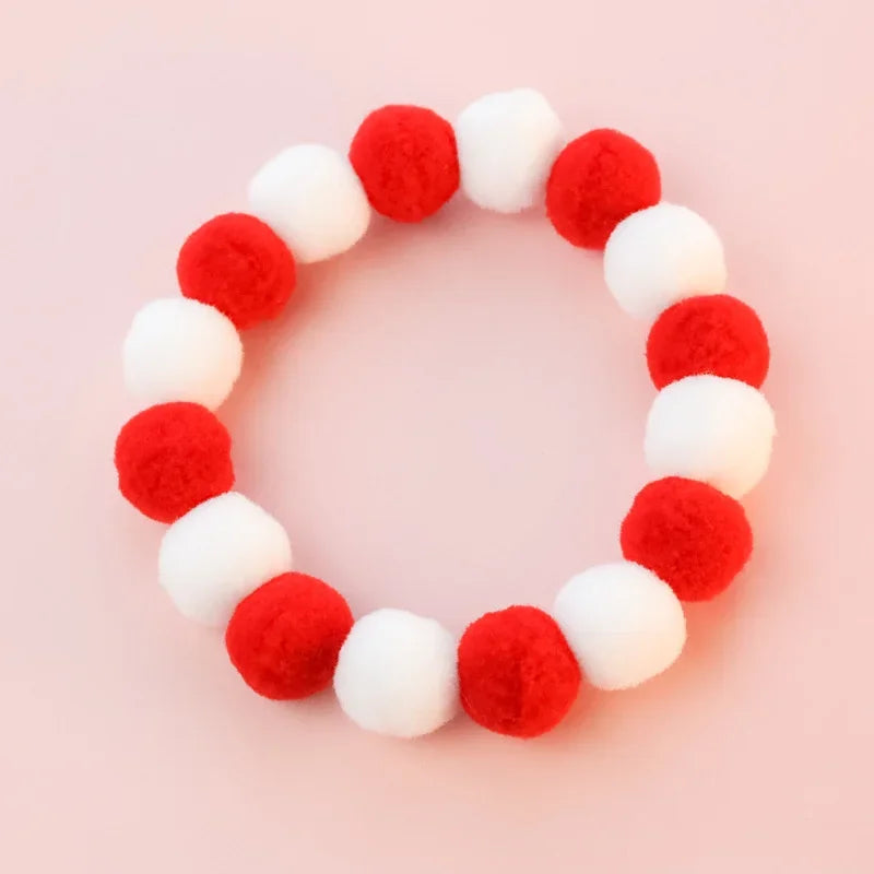 Elastic Plush Pom Ball Pet Collar Rainbow Flower Hair Decoration Dog Bowtie Necklace Pet Cat Bow Dog Grooming Accessories Zagiz