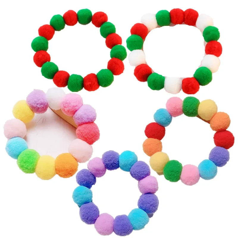 Elastic Plush Pom Ball Pet Collar Rainbow Flower Hair Decoration Dog Bowtie Necklace Pet Cat Bow Dog Grooming Accessories Zagiz
