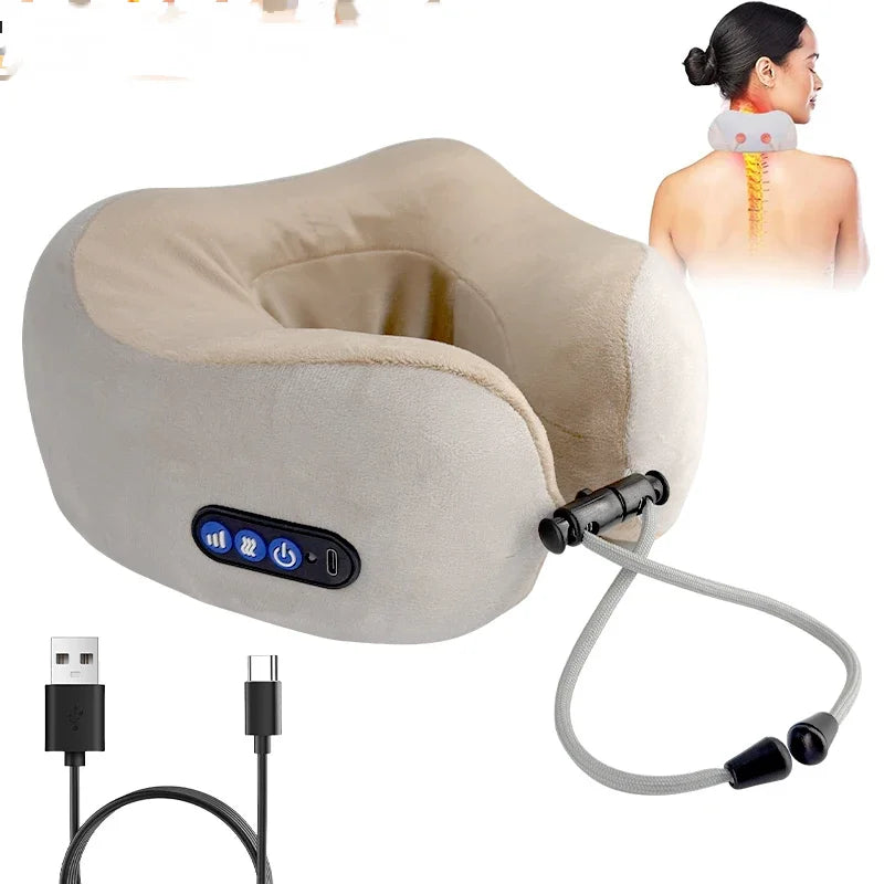 Electric Neck Shiatsu Massager U Shaped Pillow infrared Heat Vibration 3D Kneading Massage Shoulder Cervical Pain Relief Fatigue Zagiz