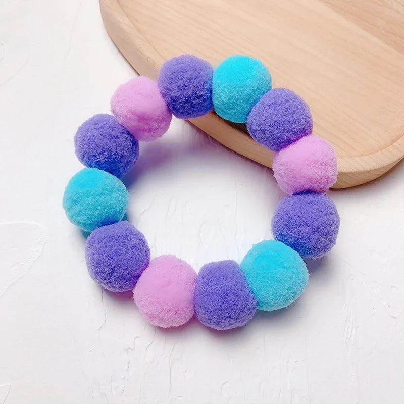 Elastic Plush Pom Ball Pet Collar Rainbow Flower Hair Decoration Dog Bowtie Necklace Pet Cat Bow Dog Grooming Accessories Zagiz