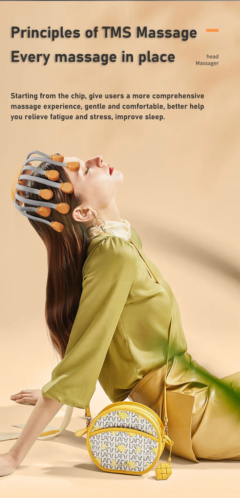 20Massage Heads Orange Scalp Head Massager Red Light Vibrator Octopus Scratcher For Relaxation Stress Migraine Zagiz