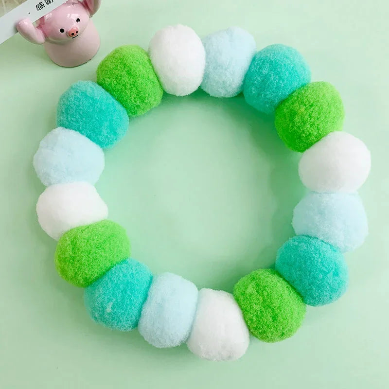 Elastic Plush Pom Ball Pet Collar Rainbow Flower Hair Decoration Dog Bowtie Necklace Pet Cat Bow Dog Grooming Accessories Zagiz