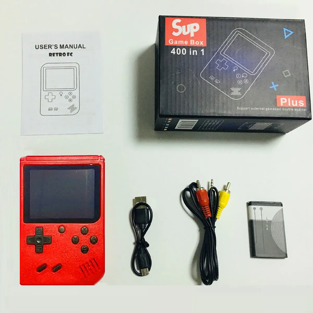 A Red Retro Classic Games Children's Handheld Small Game Console With 400 Game