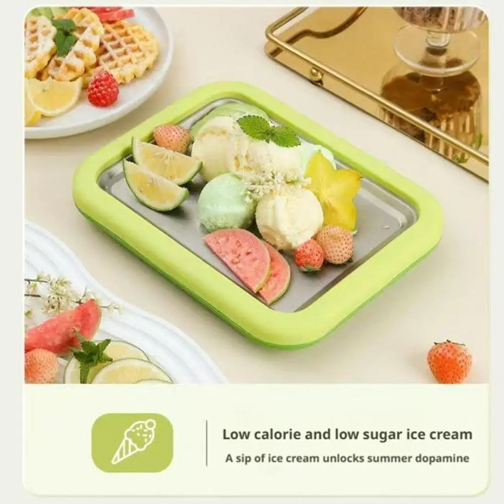 Ice Cream Maker Pan with 2 Scrapers Ice Cream Maker Plate Multifunctional Cold Sweet Fried Food Plate Rolled Ice Cream Maker Zagiz