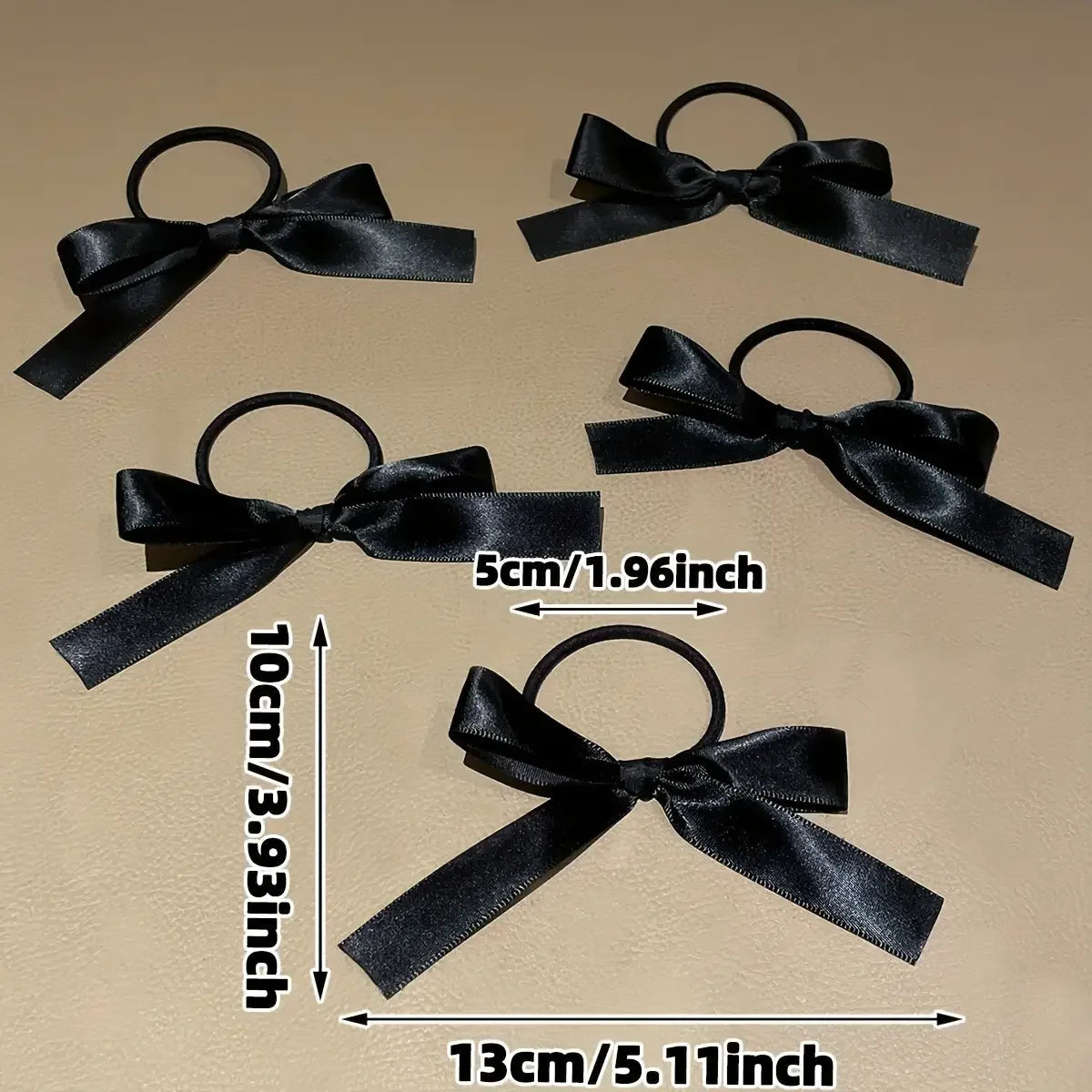 5 pieces of black, cute, bow-decorated hair ties for girls | Ideal for everyday casual use and as a festive gift accessory. Zagiz