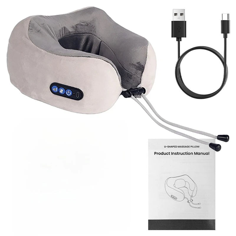 Electric Neck Shiatsu Massager U Shaped Pillow infrared Heat Vibration 3D Kneading Massage Shoulder Cervical Pain Relief Fatigue Zagiz