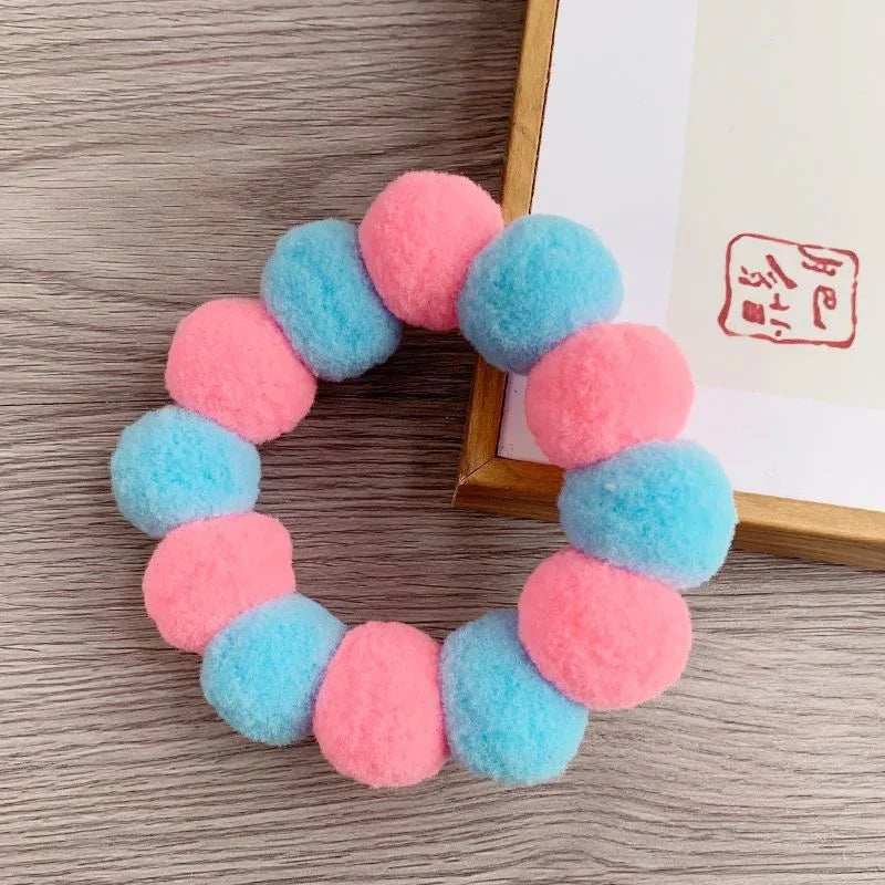Elastic Plush Pom Ball Pet Collar Rainbow Flower Hair Decoration Dog Bowtie Necklace Pet Cat Bow Dog Grooming Accessories Zagiz