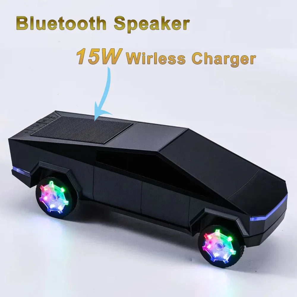 Portable Bluetooth Speaker 15W Wireless Charger 2-in-1 Car Shaped Machine BT U Disk TF Card FM Playback HIFI Stereo Music Player Zagiz