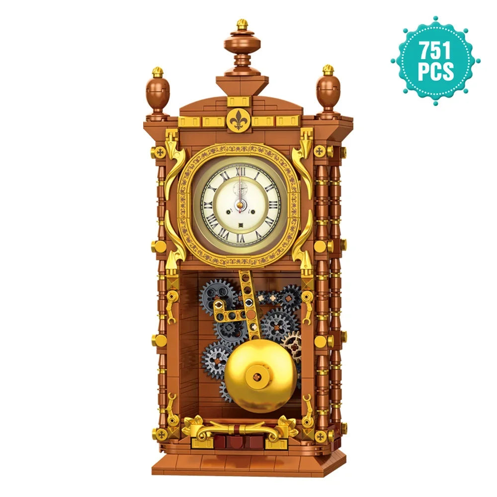 751PCS Classic Retro Series Swing Clock Building Blocks With Pendulum Construction Brick Set Gift for Kids Adult Zagiz