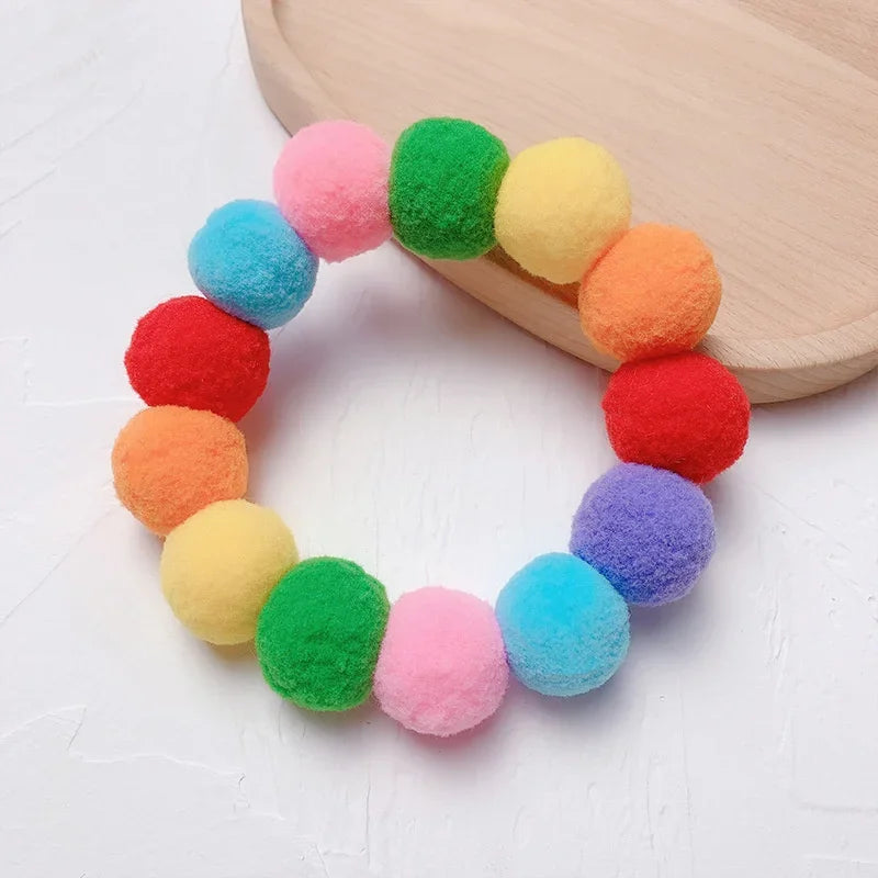 Elastic Plush Pom Ball Pet Collar Rainbow Flower Hair Decoration Dog Bowtie Necklace Pet Cat Bow Dog Grooming Accessories Zagiz