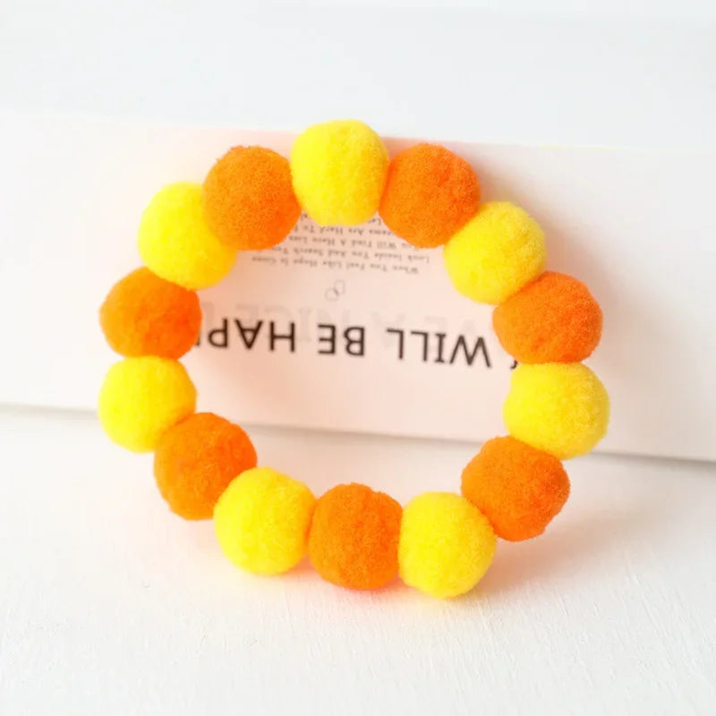 Elastic Plush Pom Ball Pet Collar Rainbow Flower Hair Decoration Dog Bowtie Necklace Pet Cat Bow Dog Grooming Accessories Zagiz