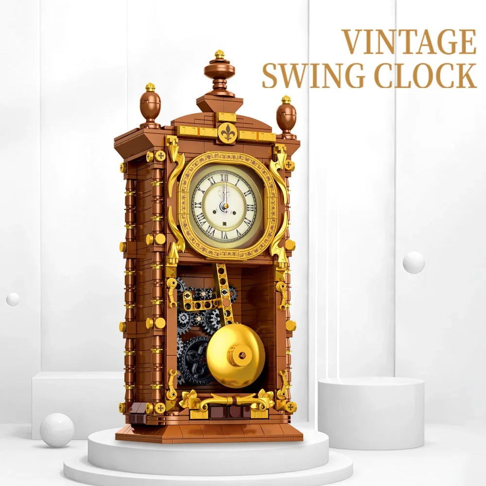 751PCS Classic Retro Series Swing Clock Building Blocks With Pendulum Construction Brick Set Gift for Kids Adult Zagiz