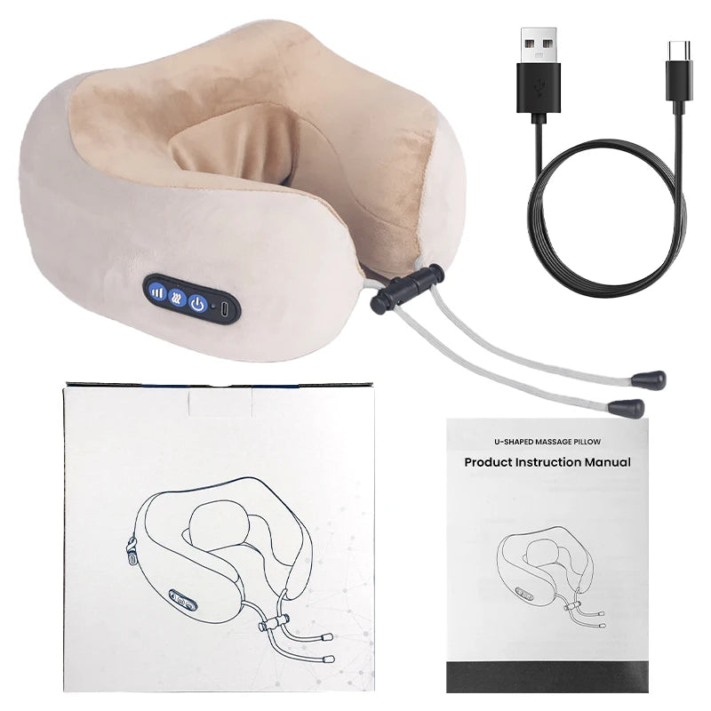 Electric Neck Shiatsu Massager U Shaped Pillow infrared Heat Vibration 3D Kneading Massage Shoulder Cervical Pain Relief Fatigue Zagiz