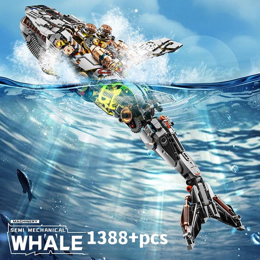 Mechanical Whale Sea Life Set With light Building Blocks Zagiz