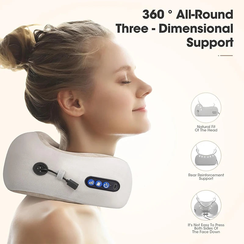 Electric Neck Shiatsu Massager U Shaped Pillow infrared Heat Vibration 3D Kneading Massage Shoulder Cervical Pain Relief Fatigue Zagiz