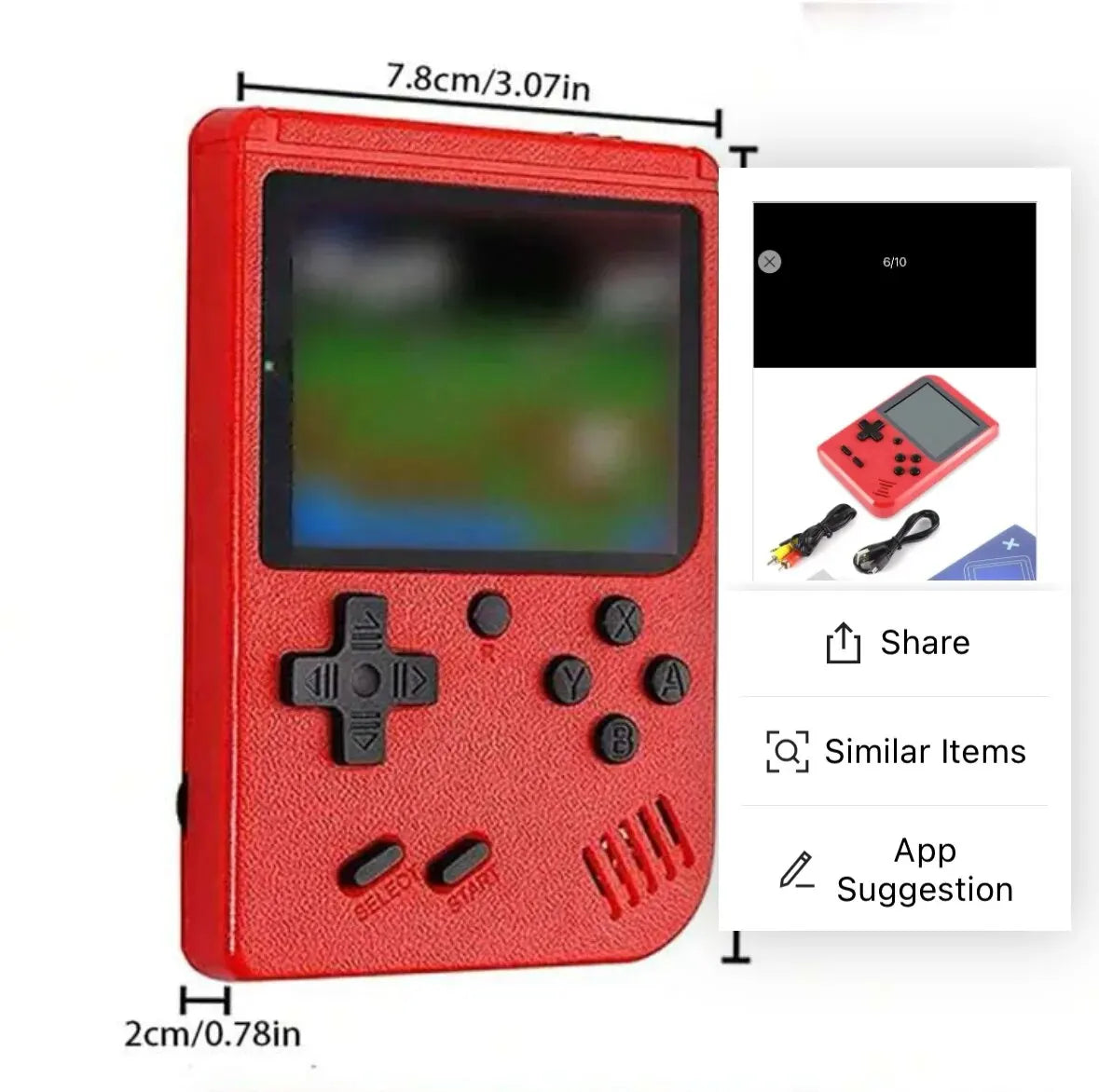 A Red Retro Classic Games Children's Handheld Small Game Console With 400 Game