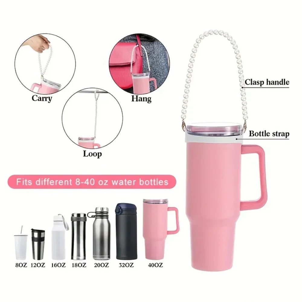 Pearl Chain Water Bottle Holder, Suitable for 8-40 Ounce Water Bottle Straps, Cup with Handle, Compatible with Cup Accessories Zagiz