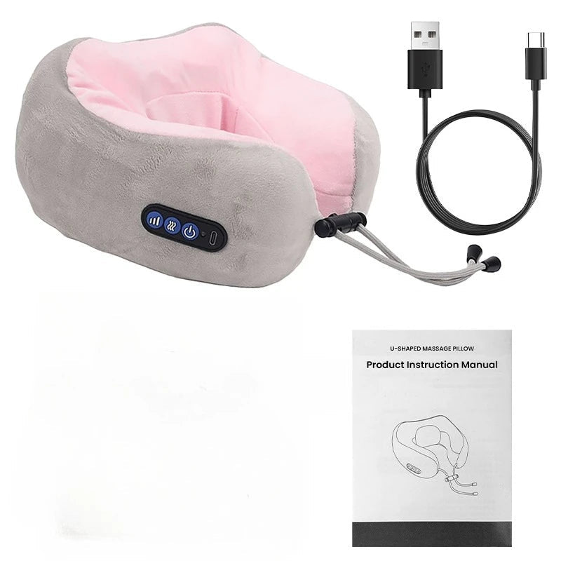 Electric Neck Shiatsu Massager U Shaped Pillow infrared Heat Vibration 3D Kneading Massage Shoulder Cervical Pain Relief Fatigue Zagiz