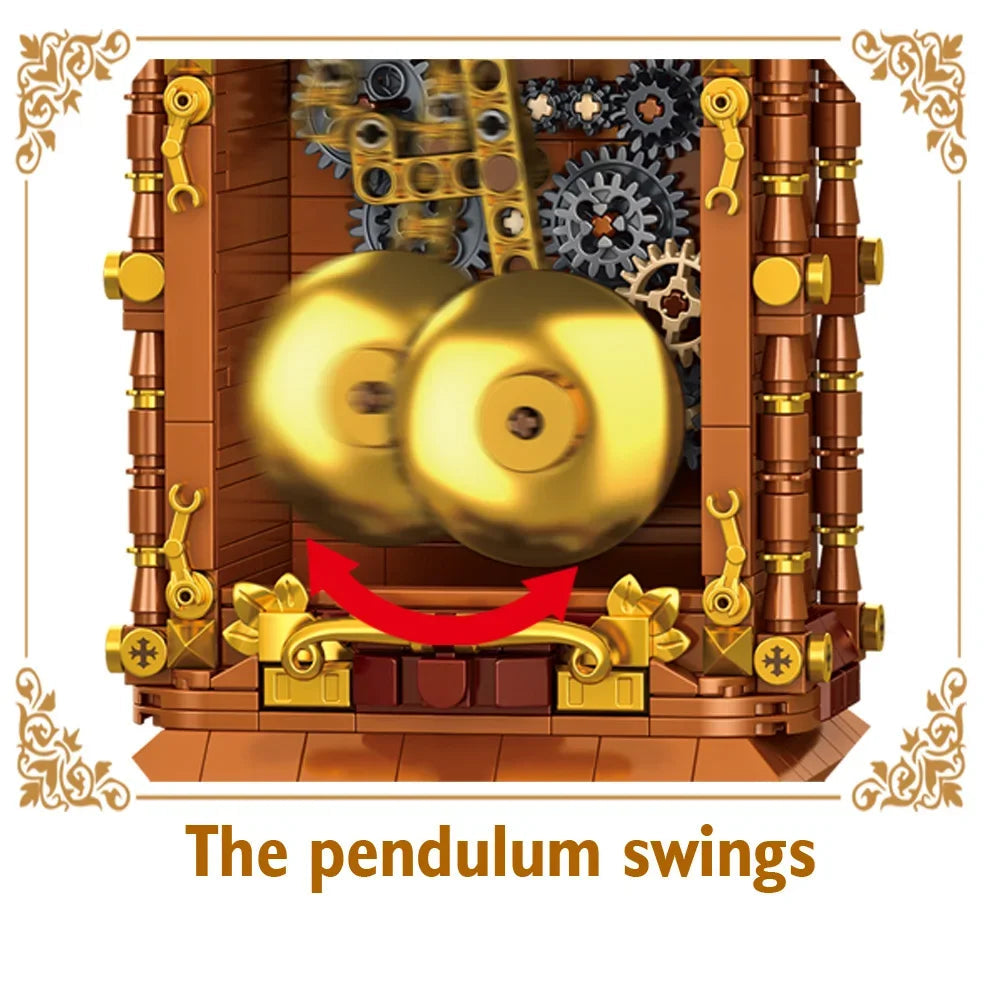 751PCS Classic Retro Series Swing Clock Building Blocks With Pendulum Construction Brick Set Gift for Kids Adult Zagiz