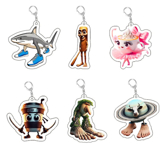 Italian Brainrot Funny Acrylic Animal Keychains Ring Bag Car Women Men Jewelry Children Pendant Jewelry Accessory Fan Love Gifts Zagiz