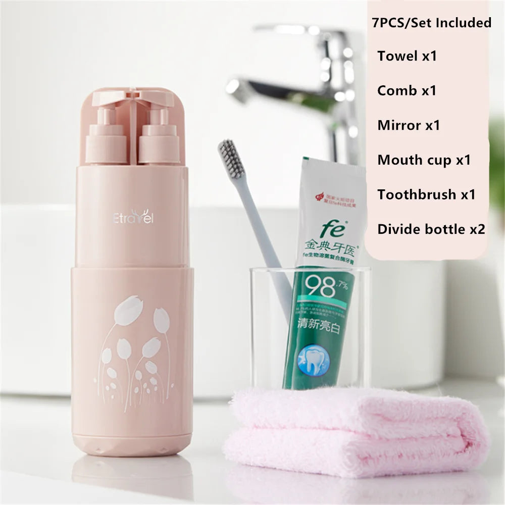 Portable Travel Wash Set Toothpaste Shampoo Storage Bottle Bathroom Multifunction Creative Travel Cup Toothbrush Organizer Box Zagiz