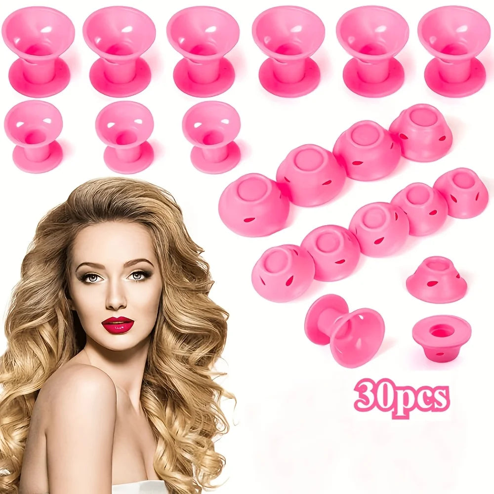 30pcs Hair Curlers, Women's Heatless Curlers, Soft Mushroom Shape Curling Tool, Shell Shape Spiral Curlers for All Hair Types Zagiz