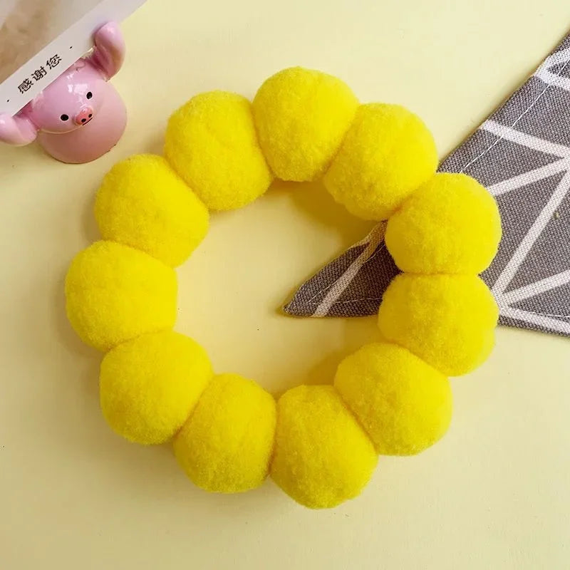 Elastic Plush Pom Ball Pet Collar Rainbow Flower Hair Decoration Dog Bowtie Necklace Pet Cat Bow Dog Grooming Accessories Zagiz