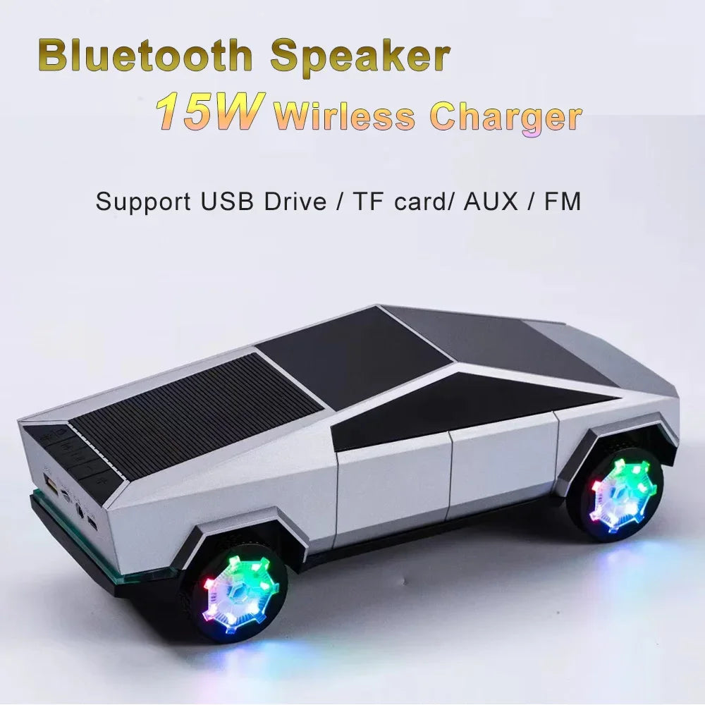 Portable Bluetooth Speaker 15W Wireless Charger 2-in-1 Car Shaped Machine BT U Disk TF Card FM Playback HIFI Stereo Music Player Zagiz