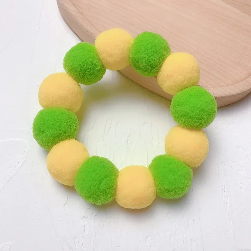 Elastic Plush Pom Ball Pet Collar Rainbow Flower Hair Decoration Dog Bowtie Necklace Pet Cat Bow Dog Grooming Accessories Zagiz