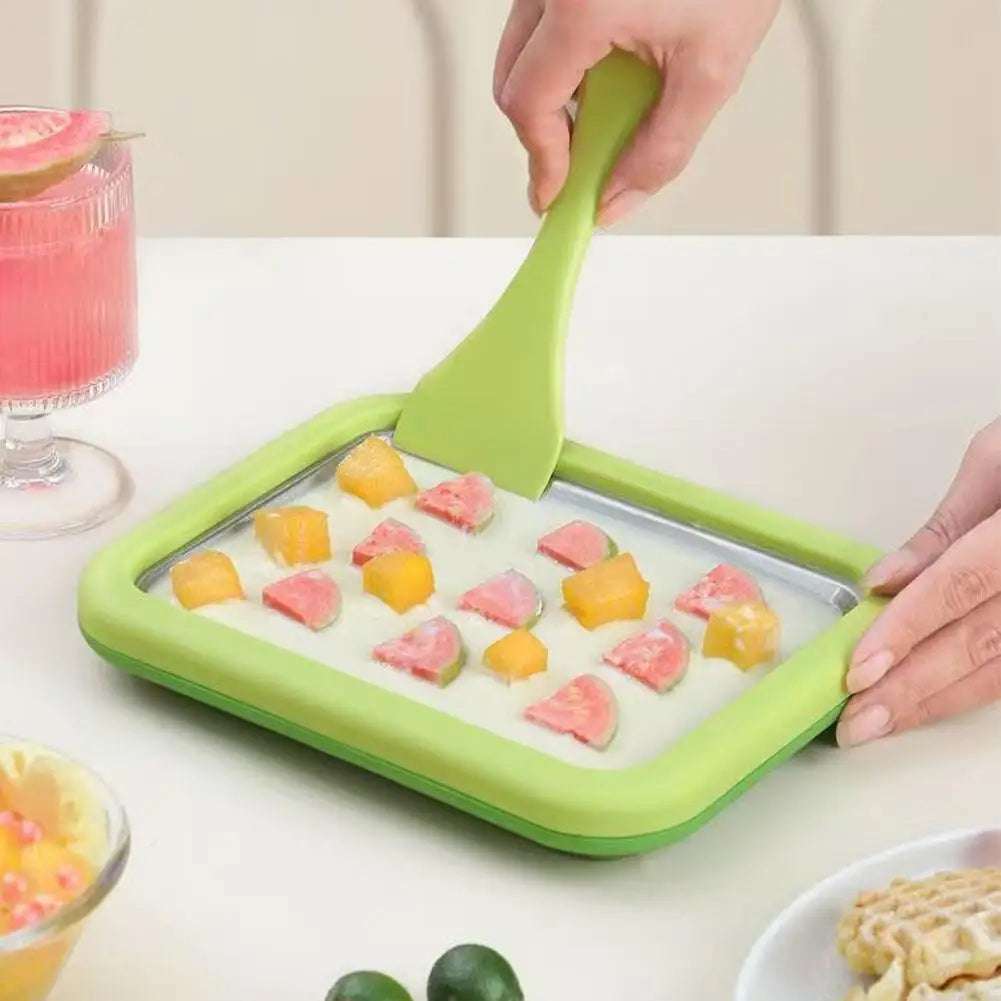 Ice Cream Maker Pan with 2 Scrapers Ice Cream Maker Plate Multifunctional Cold Sweet Fried Food Plate Rolled Ice Cream Maker Zagiz