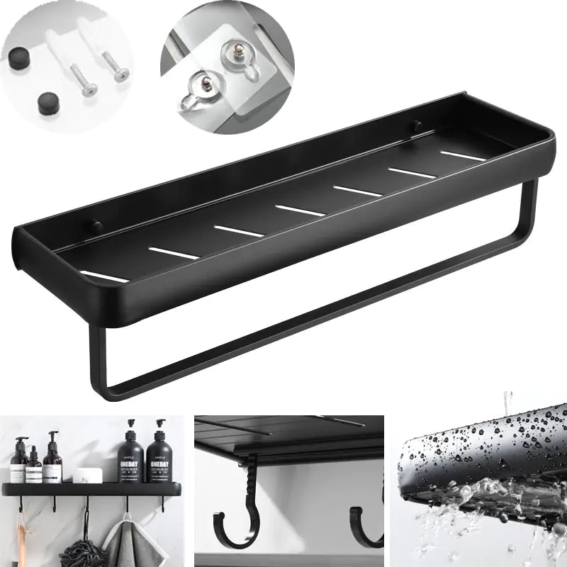 Wall Mounted Bathroom Organizer Shelf and Towel Rack Zagiz