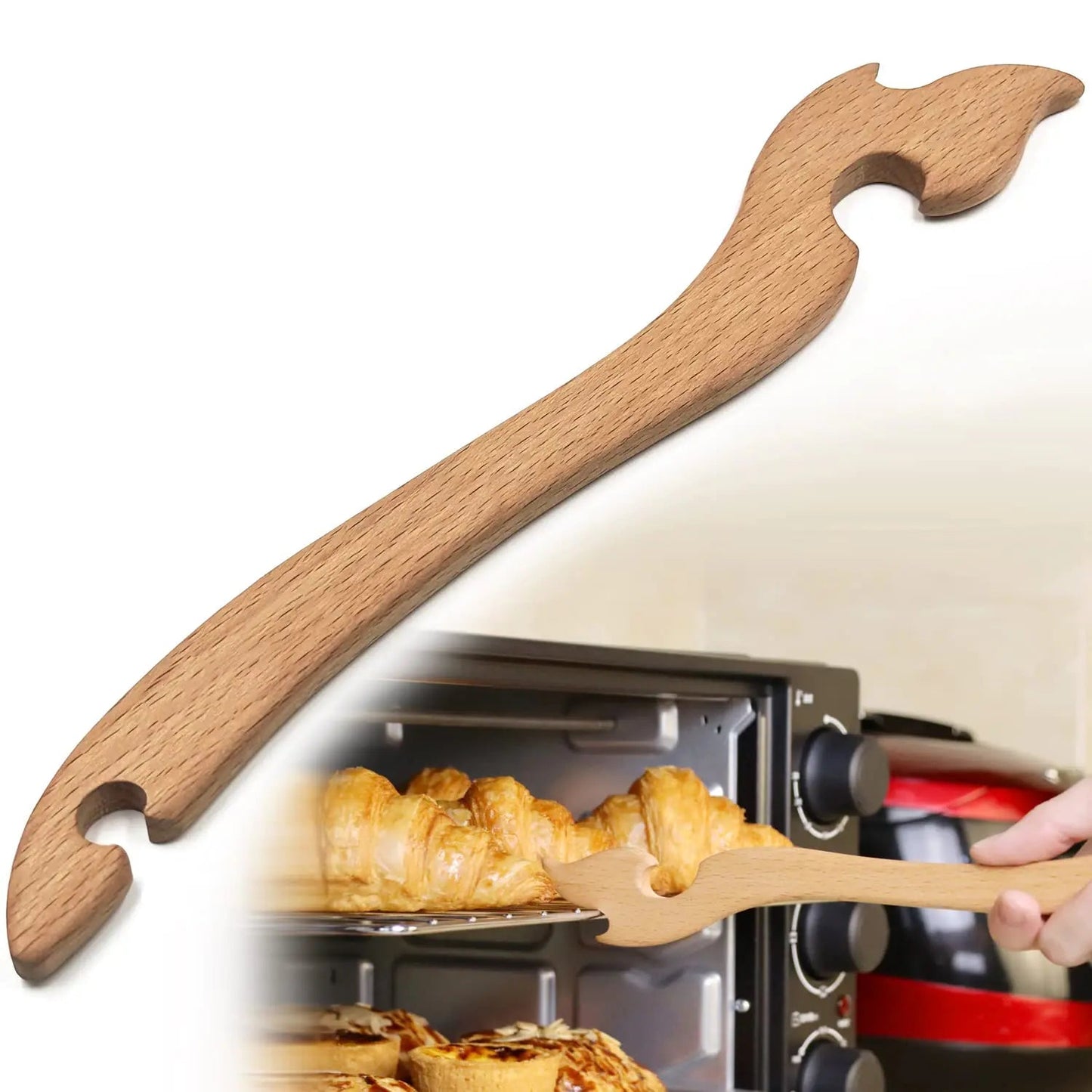 Shinelingee Oven Rack Puller Wood Oven Rack Push Pull Tool Prevent Scalding Pull out Hot Racks Safely Long Handle Toaster Oven AccessoriesSuitable For Kitchen Oven Toaster oven Air fryeretc(1) Zagiz