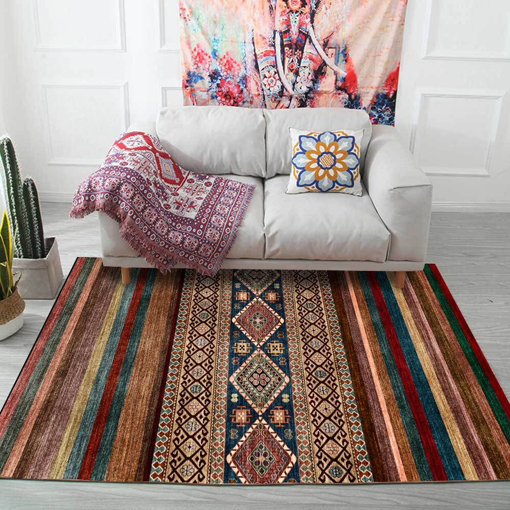 Abstract geometric ethnic stripes carpet