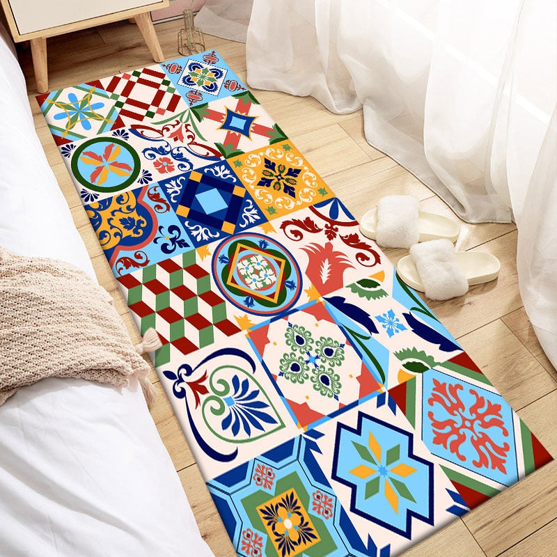 Non-slip Bohemian Style Floral Pattern Rug