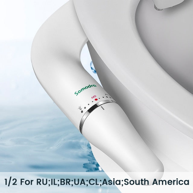 SAMODRA Ultra-Slim Bidet Toilet Seat Attachment With Brass Inlet Adjustable Water Pressure Bathroom Hygienic Shower
