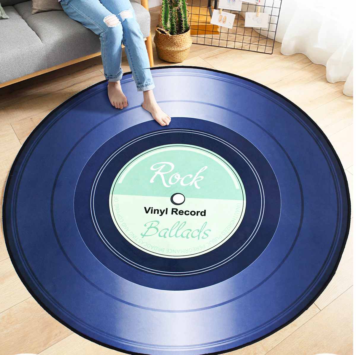4 Types Round Carpet Rugs 3D Vinyl Record Printed Carpets Floor Mat For Bedroom Living Room Anti slip