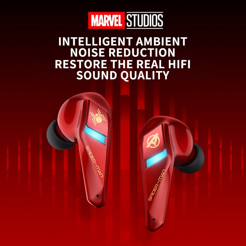 Marvel Iron Man TWS Bluetooth 5.0 Earphones Wireless Headphone In-ear Noise Reduction Sports Gaming Waterproof Earbuds Headsets