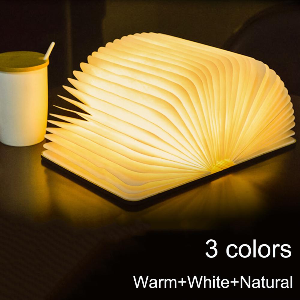 Portable 3 Colors 3D Creative Foldable LED Book Night Light - USB Rechargeable